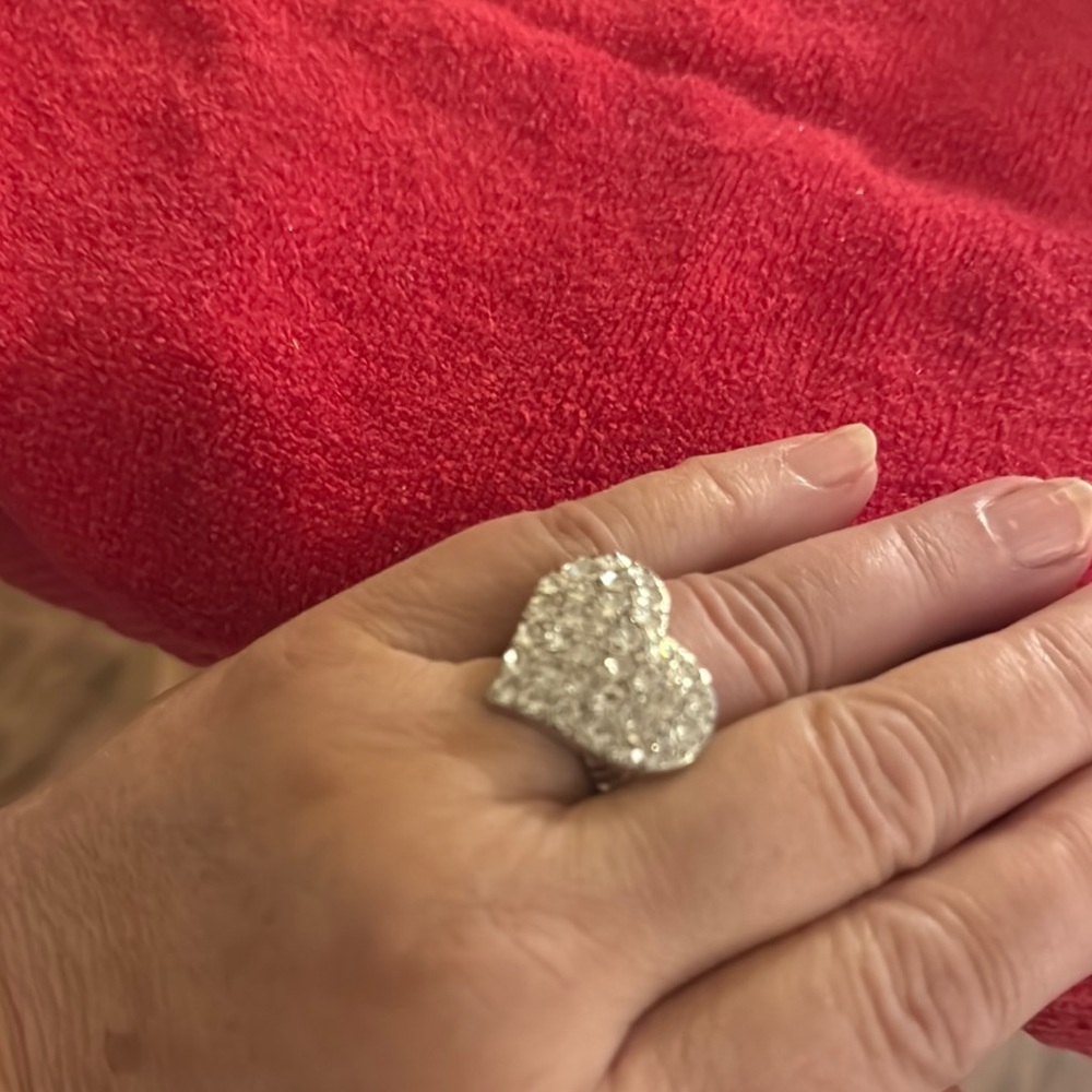 Bold Silver Heart Statement Ring - image 1